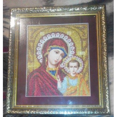 Kazan Mother Mary Beads Embroidered Icon